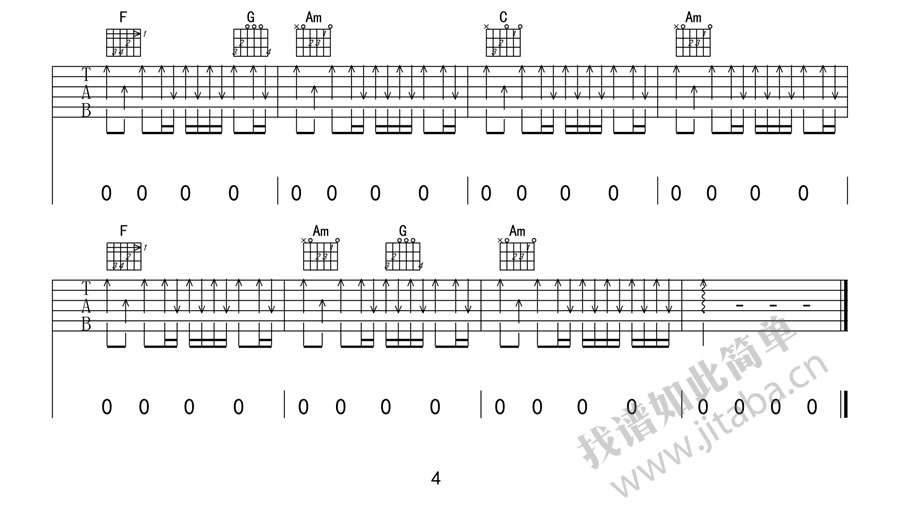 空谷幽兰吉他谱,原版许巍歌曲,简单C调弹唱教学,吉他吧版六线指弹简谱图