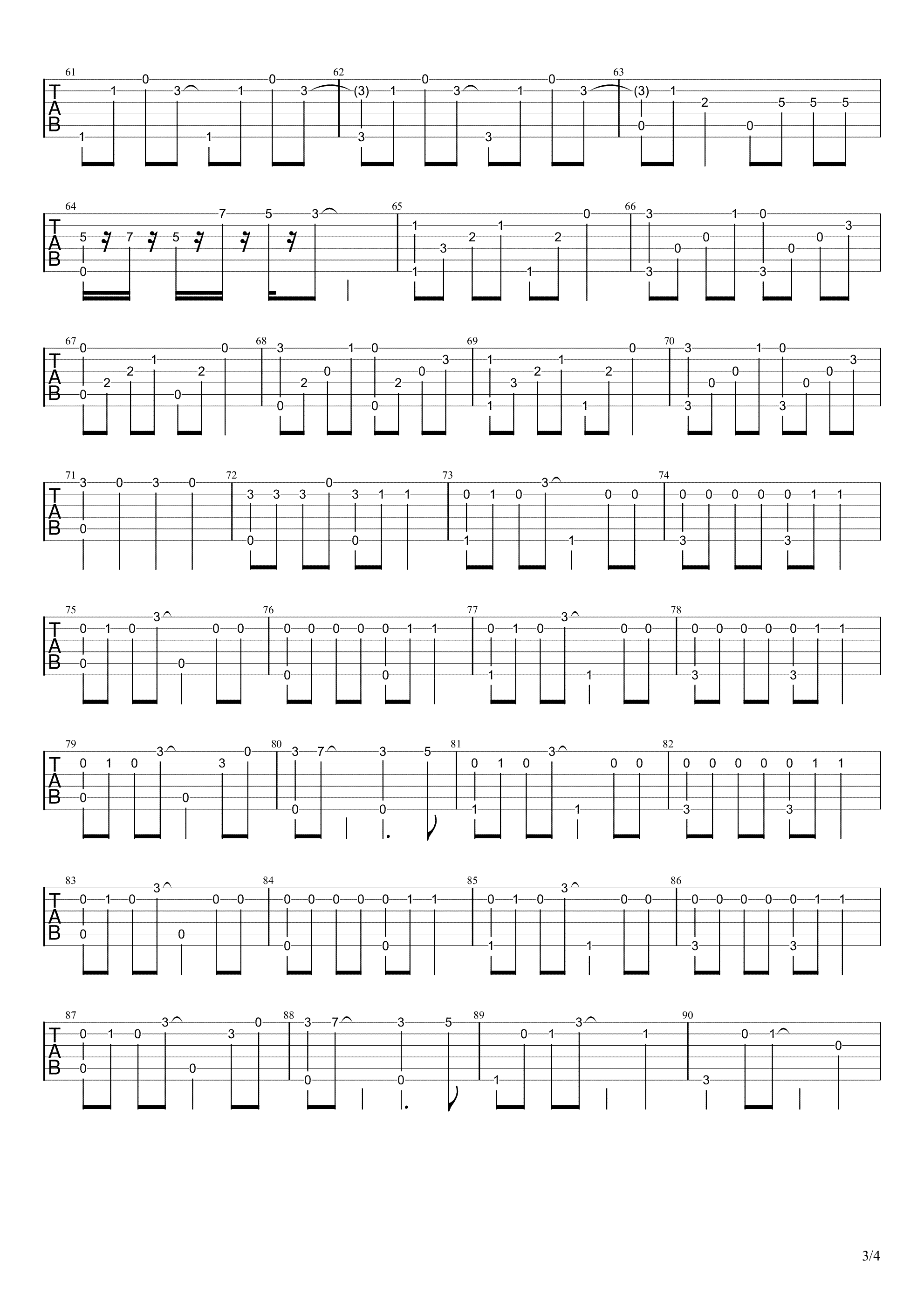 Stay指弹谱,作贾斯丁比伯歌曲,简单指弹教学简谱,Chen_wz六线谱图片