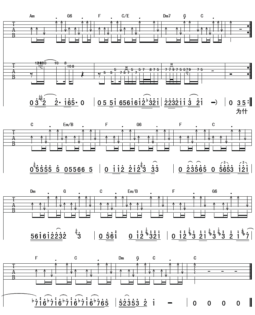 如果当时吉他谱,原版许嵩歌曲,简单C调弹唱教学,彼岸吉他版六线指弹简谱图