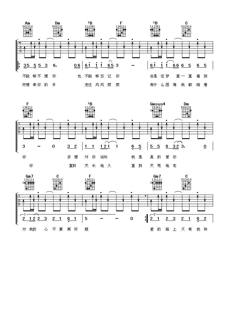 爱的路上只有我和你吉他谱,原版任贤齐歌曲,简单F调弹唱教学,阿潘音乐工场版六线指弹简谱图