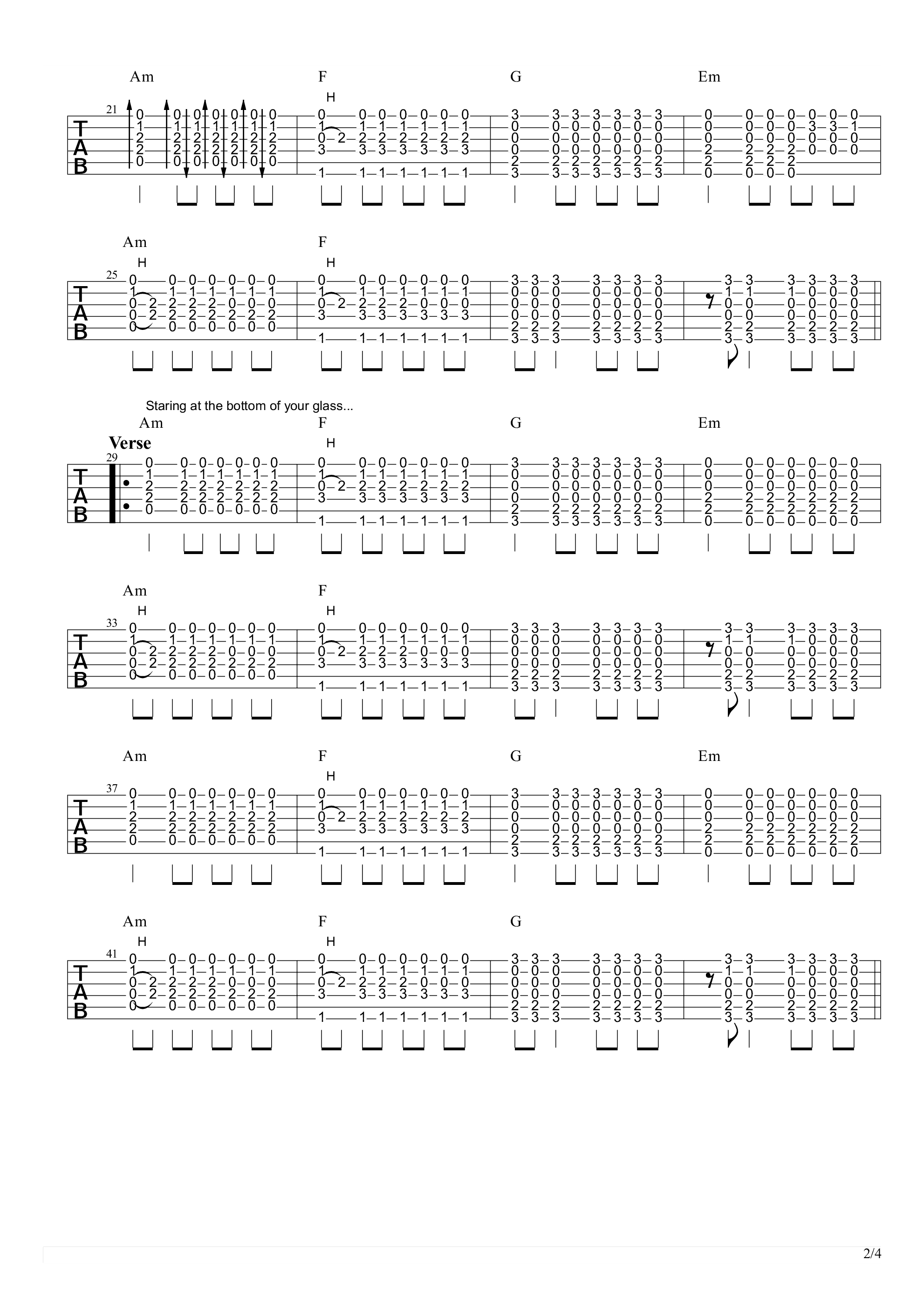 lethergo吉他谱,原版Passenger歌曲,简单E调弹唱教学,网络转载版六线指弹简谱图