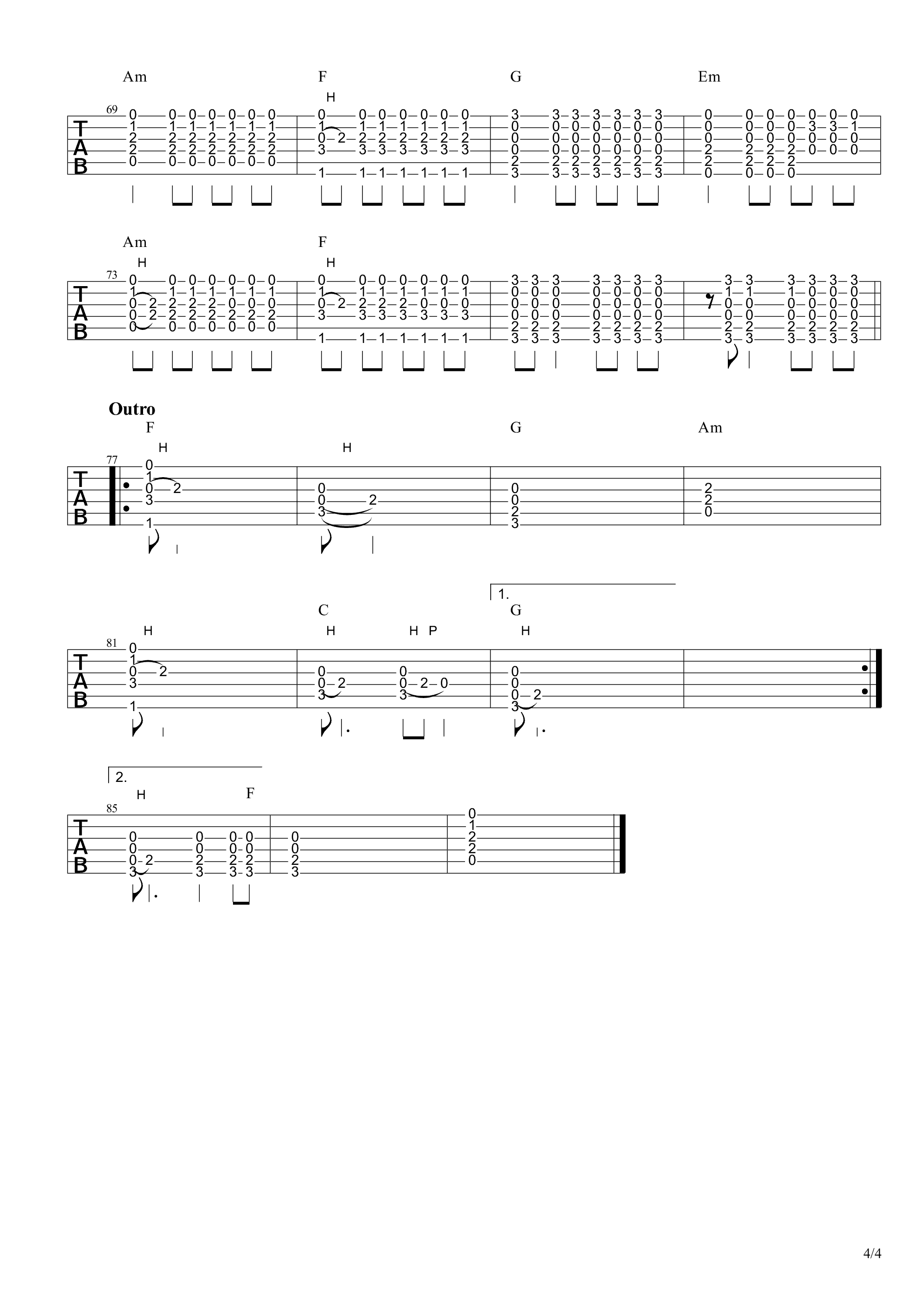 lethergo吉他谱,原版Passenger歌曲,简单E调弹唱教学,网络转载版六线指弹简谱图