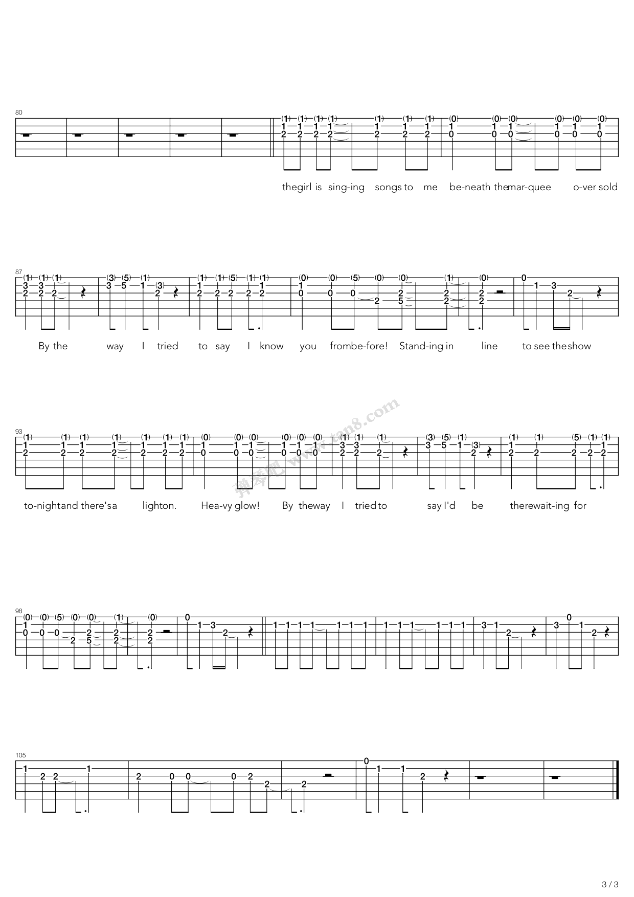 bytheway吉他谱,原版RedHotChiliPeppers歌曲,简单C调弹唱教学,弹琴吧版六线指弹简谱图