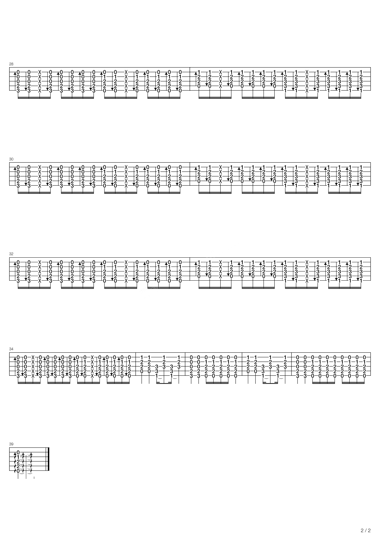 分开旅行吉他谱,简单C调原版指弹曲谱,刘若英高清流行弹唱六线乐谱