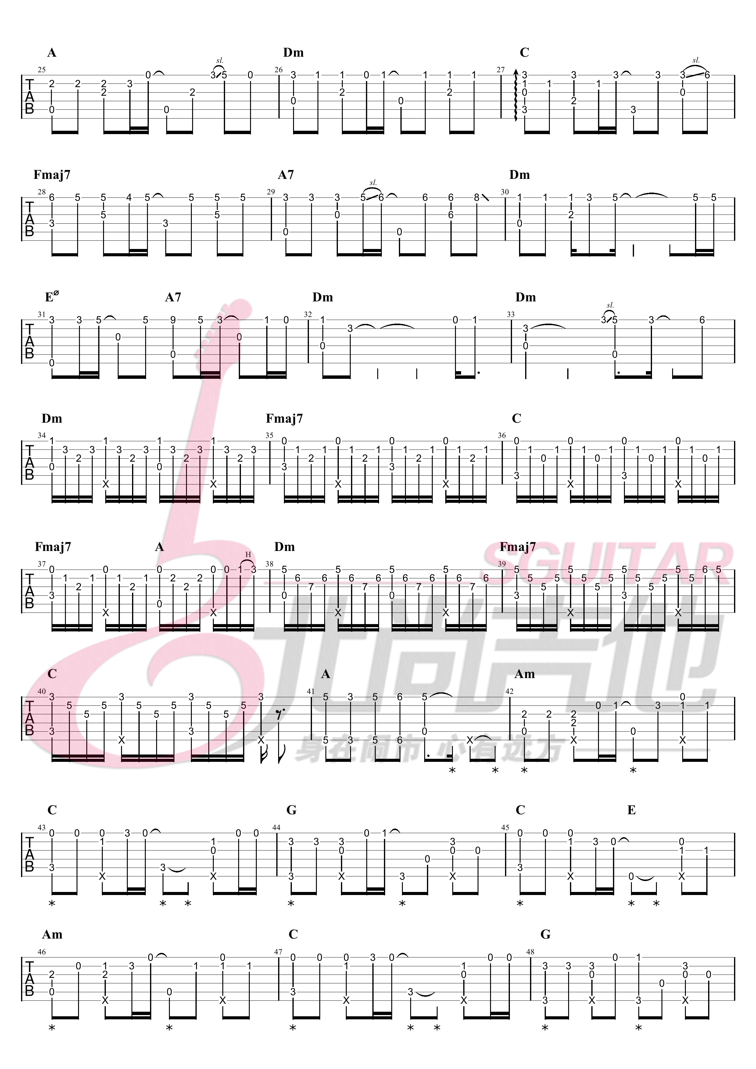 漠河舞厅吉他谱,柳爽歌曲,简单指弹教学简谱,指弹独奏吉他谱_指弹演示 