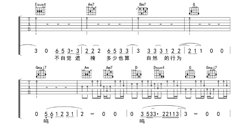 第三人称吉他谱,原版歌曲,简单G调弹唱教学,六线谱指弹简谱8张图