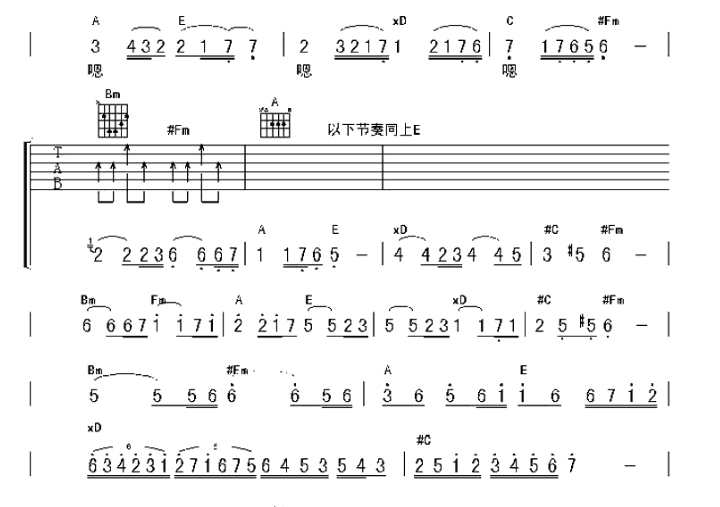 旧日的足迹吉他谱,原版歌曲,简单A调弹唱教学,六线谱指弹简谱3张图