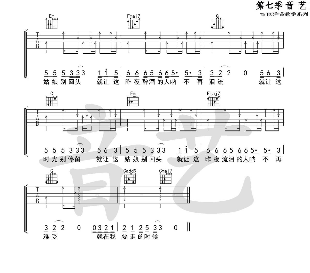 当我要走的时候吉他谱,原版歌曲,简单_C调弹唱教学,六线谱指弹简谱标准版_C调_吉他图片谱2张图