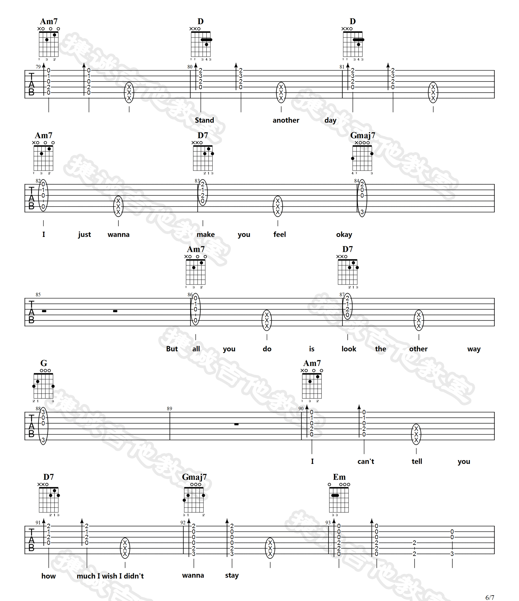 WishYouWereGay吉他谱,原版歌曲,简单G调弹唱教学,六线谱指弹简谱7张图